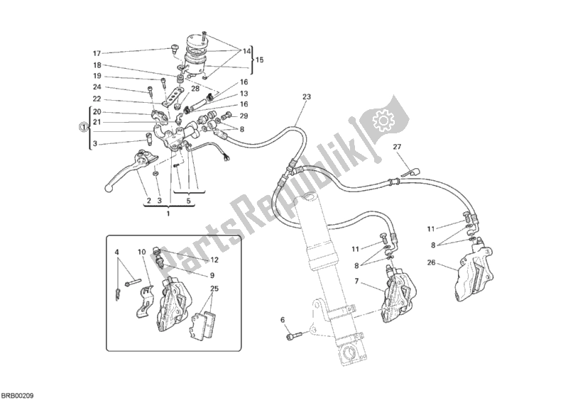 Alle onderdelen voor de Voorremsysteem van de Ducati Monster S2R 1000 2008